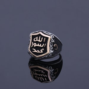 Unique Mens Rings Art Ring for Him Men Silver Engrave Arabic Man ...