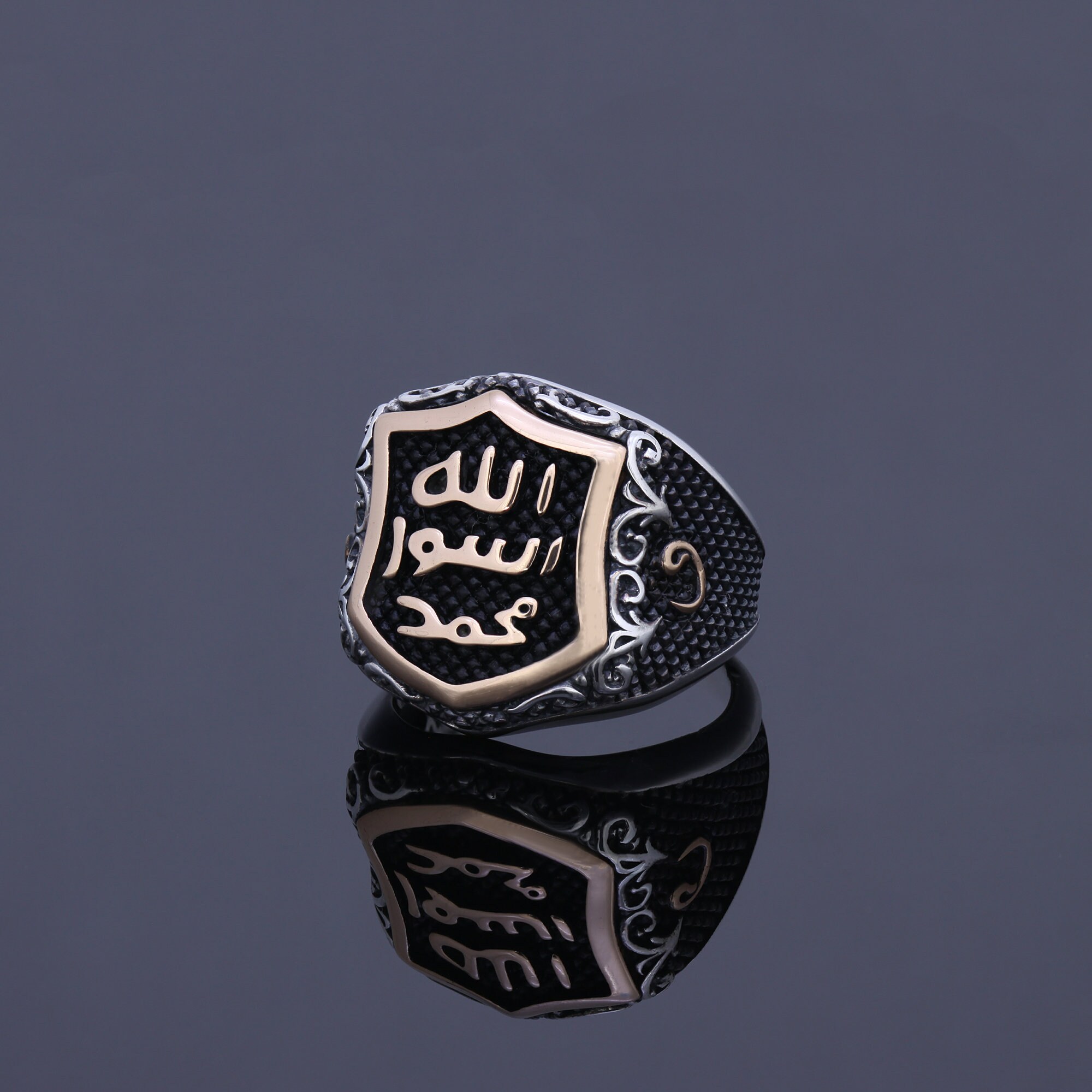 Unique Mens Rings Art Ring for Him Men Silver Engrave Arabic Man ...