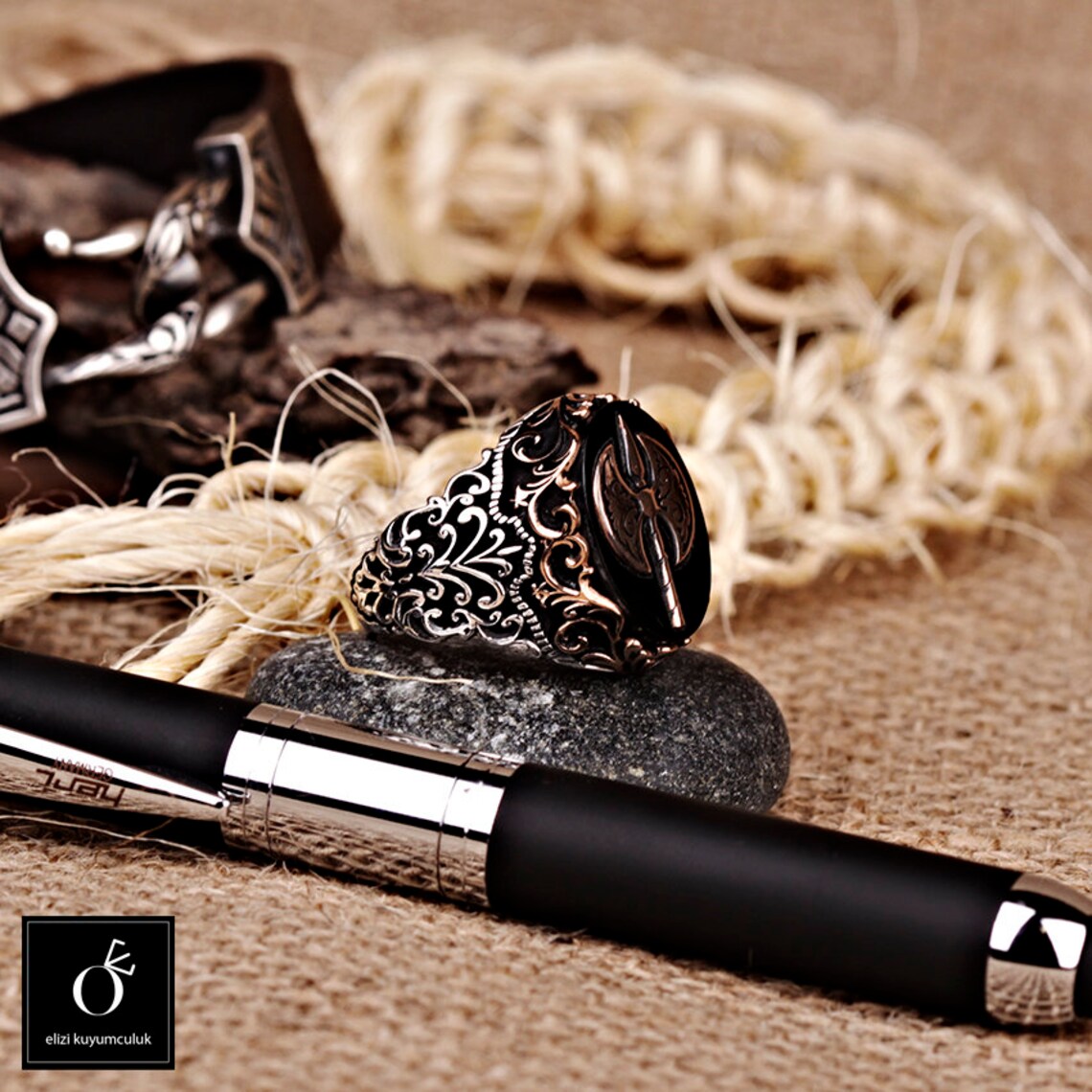 Mens Warrior Rings Ax Onyx Spartan Galdiator Heraldic Ring for - Etsy