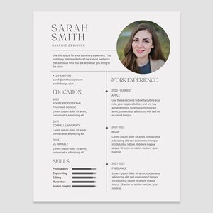 May include: A resume template with the name "SARAH SMITH" and the title "GRAPHIC DESIGNER." The resume includes sections for education, skills, and work experience. The text "Easily edit in CANVA" is at the bottom.