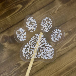 Paw Print Sticker. Clear Matte Weatherproof Sticker. Floral Vinyl Sticker.