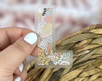 Floral L Sticker. Clear Matte Letter Sticker. Weatherproof Vinyl Sticker.