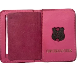 Oficiales de policía de la ciudad de Nueva York, madre, rosa, billetera de identificación con mini escudo
