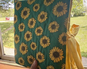 Funda para Biblia con diseño de girasoles y lazo / Estuche para Escrituras hecho a mano / Funda floral para Biblia