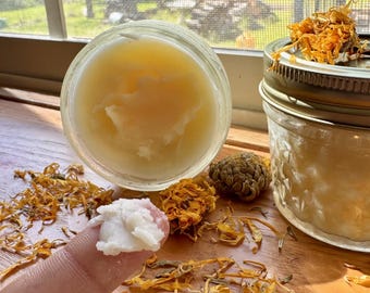 Ungüento de jardín / Bálsamo herbal de caléndula / Ungüento natural para la piel / Cuidado de la piel casero