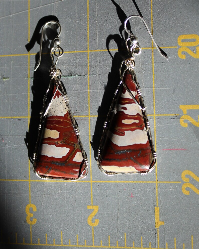 RedGreen Blanket Rhyolite Wirewrap Earrings