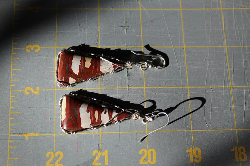 RedGreen Blanket Rhyolite Wirewrap Earrings