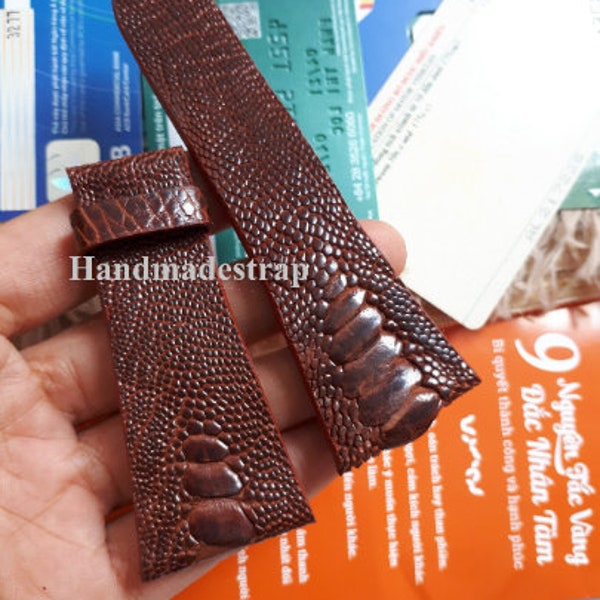 Handmade Dark Brown Leather Watch Strap Band 30/20mm (Available for any sizes, colors, material)