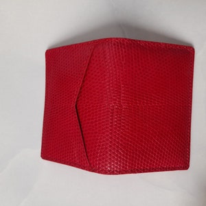 Titular de la tarjeta de crédito plegable de los hombres rojos del cuero genuino hecho a mano DOBLE LADO genuino (cualquier color)