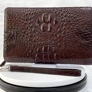 Cartera larga hecha a mano con patrón de cuero para hombre, bolso de mano con cerradura codificada para teléfono móvil, bolso en efectivo