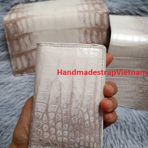 Porta-cartões de crédito de couro branco feito à mão, dois lados, clipes de dinheiro, bolsas (qualquer cor)