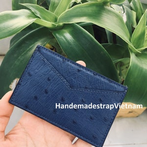 Estuche de crédito de cuero genuino hecho a mano azul marino - Titular de la tarjeta de crédito (cualquier color) - Cartera larga - bolso de mano