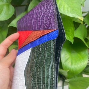 Titular de la tarjeta de crédito de cuero negro hecho a mano DOBLE LADO Embrague Cartera larga Bolso Bolso Bolso de viaje Bolso de mano