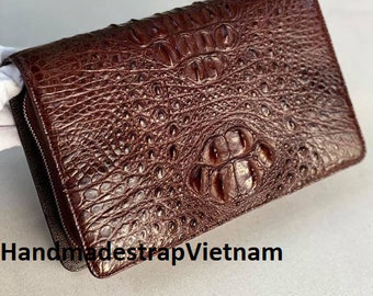 Handcrafted Men Leather Pattern Clutch Bag Clutch Wristlet Wallet Coded Lock Cell Phone Cash Handbag Long Wallet