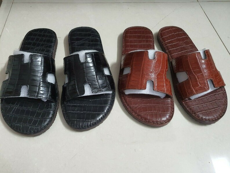 Available for any sizes Handcrafted BLUE Sandals Genuine Alli gator Alli gator Leather Skin
