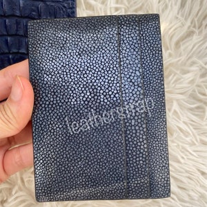 Caja de crédito de cuero Stingray genuino hecho a mano en blanco y negro (cualquier color)-cartera larga-titular de la tarjeta de crédito-embrague-bolso