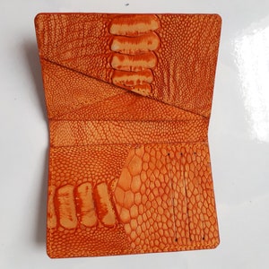 Handgefertigter orangefarbener Leder-Kreditkartenhalter DOUBLE SEIDE Genuine (beliebige Farben)
