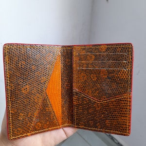 Titular de la tarjeta de crédito de cuero naranja hecho a mano DOBLE LADO Genuino (cualquier color)
