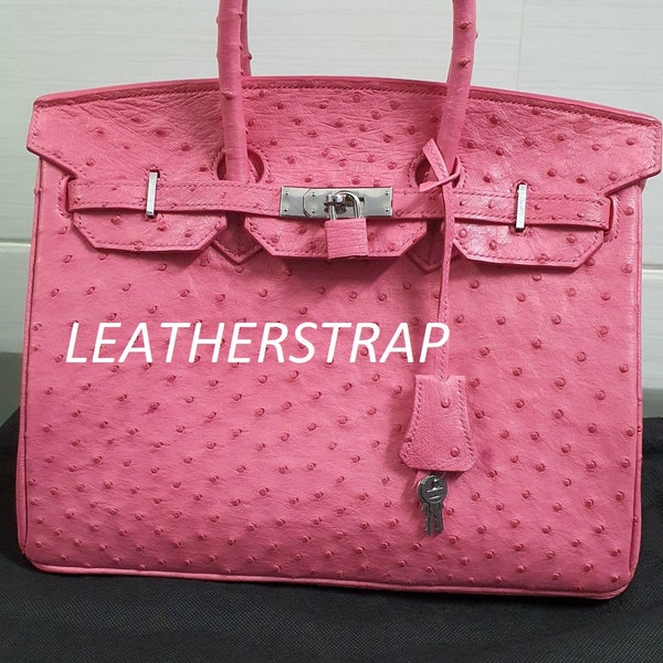 Handmade Pink Handbag Genuine Leather Skin - Size 35