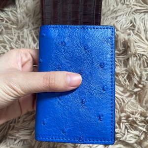 Handgemachtes blaues Belly Leder Kreditkartenetui DOUBLE SIDE (beliebige Farben)