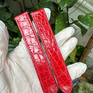 Handmade Red Genuine Leather Watch Band Strap Wristwatch Bands double-folded for Cartier Tank & Ronde Solo 23/20mm Cartier Size