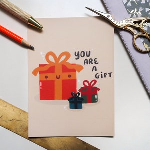 Schattige kerstkaart - schattig cadeau illustratie - kerstwenskaart - feestelijke seizoen - handgemaakte kerstkaart