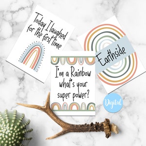 Neutrale Regenbogen Baby Meilenstein Karten | Neues Baby | Neugeborene | Dokument Baby | Geschenk für Freund | Herunterladbar | Besonderer Meilenstein