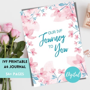 Journal de jalon de FIV florale aquarelle de 54 pages | Journal numérique à imprimer et à utiliser | Jalons FIV | Documenter le parcours de FIV | Format A4