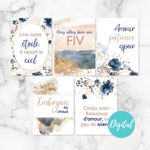 Cartes FIV françaises 5x7 pouces - Cartes d'enregistrement Galaxy Floral IVF Milestone | Numérique | Cartes numériques FIV | Infertilité | Téléchargeable | La fertilité