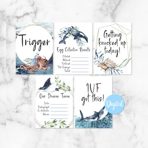 IVF Ocean and Under the Sea Milestone Record Journey Cards | IVF Journey Cards | IVF Digital Cards | Infertility | Downloadable | Fertility