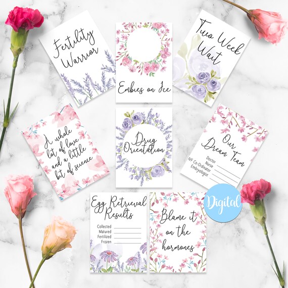 Watercolour Floral IVF Milestone Cards Digital IVF Cards - Etsy