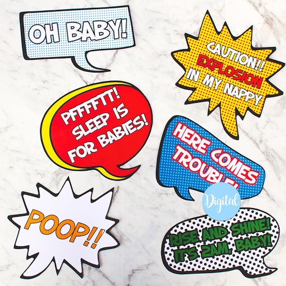 Funny Speech Bubbles Pop Art Baby Milestones Gift for - Etsy Funny Speech Bubbles Pop Art Baby Milestones Gift for - Etsy