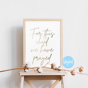 For This Child We Have Prayed | IVF | Miracle Baby | Baby Shower | New Baby | Printable | Download | Gold