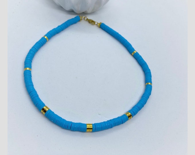Best-selling Etsy jewelry / Bright blue heishi necklace or bracelet