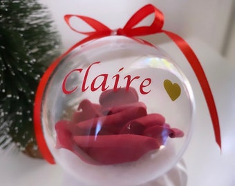Transparent Christmas Ball Names / Heart / Jewel / Gift Ball / Personalized Christmas Ball / Pink