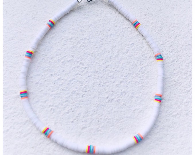 Heishi trend necklace summer / white - multicolored - with or without shell