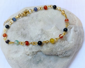 Stainless steel bracelet / natural stones /