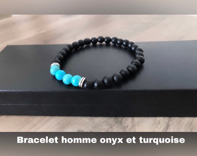 Onyx and turquoise men's bracelet