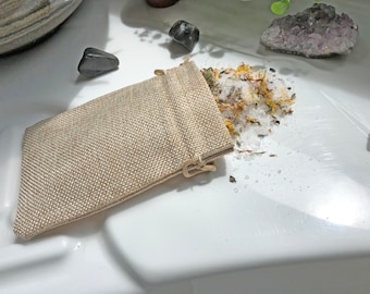 Bolsa de arpillera suave para sales de baño de hierbas / Bolsa de cordón de té de baño 4x6