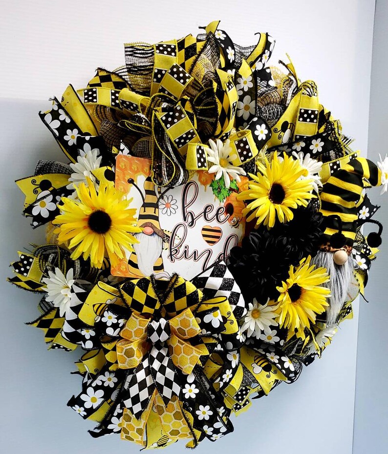 Download Bee wreath bee and gnome wreath bee kind wreath | Etsy