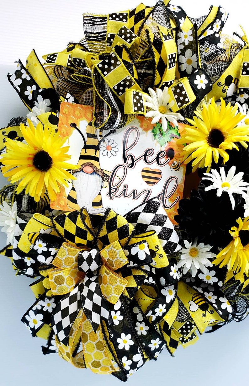 Download Bee wreath bee and gnome wreath bee kind wreath | Etsy