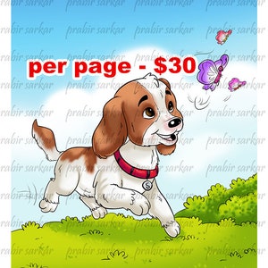 Custom dog children book illustration