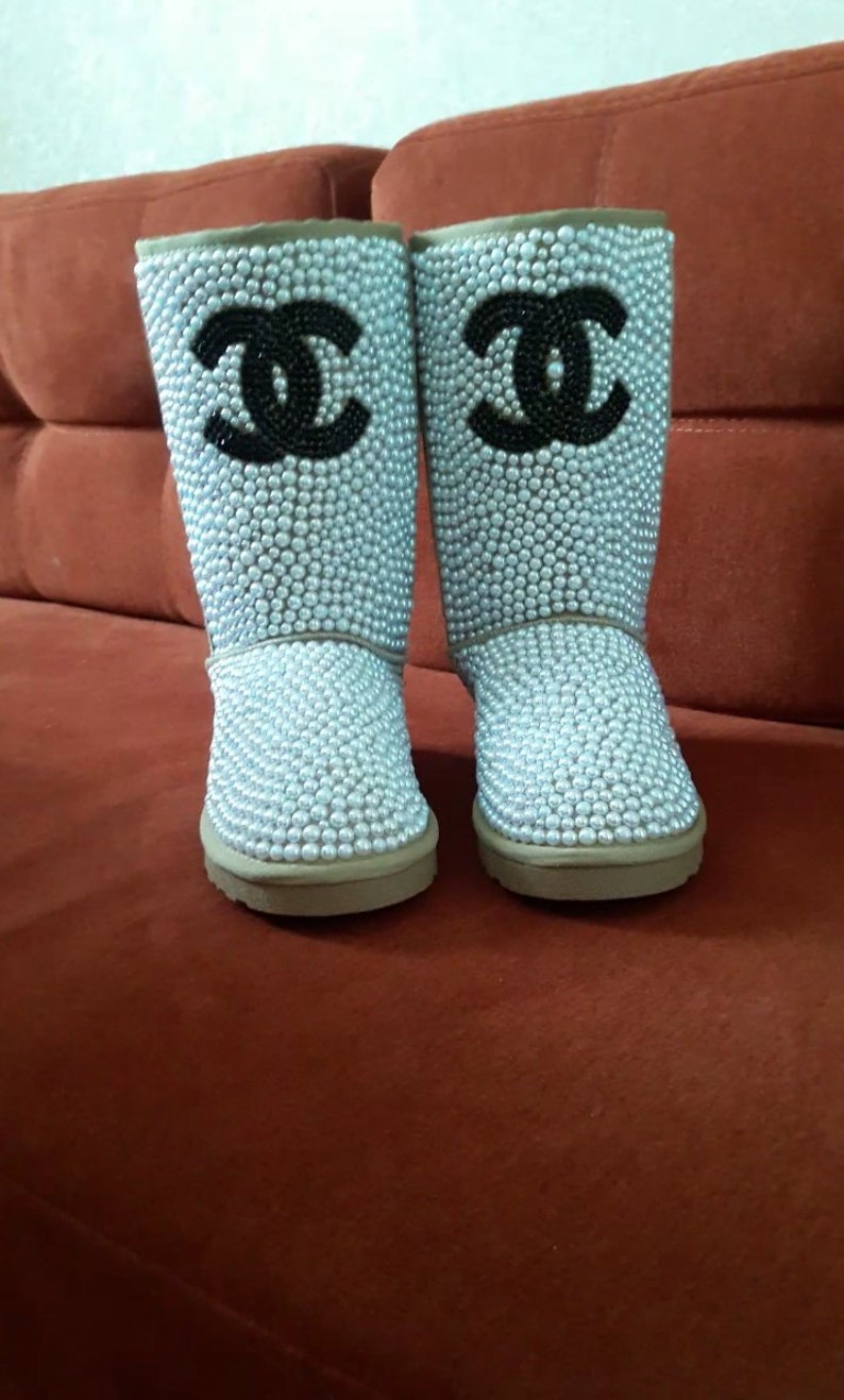 chunky boots with pearls