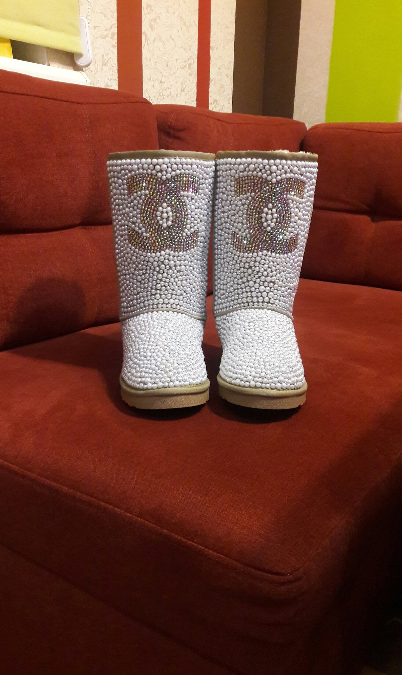 chunky boots with pearls