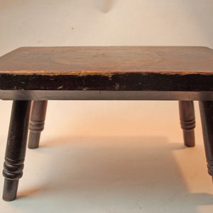 Antique 1809 Painted Grained Step Foot Stool - Farm Milking Wood Stool