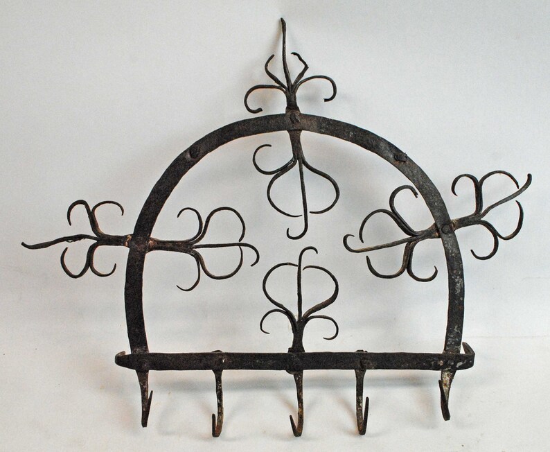 Antique Utensil Rack Antique 19th C Hanging Wrought Iron Utensil Wall Rack With Hooks and ...