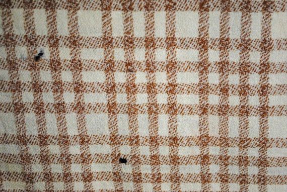 1840's Brown & White Plaid Woolen Homespun Shawl - image 8