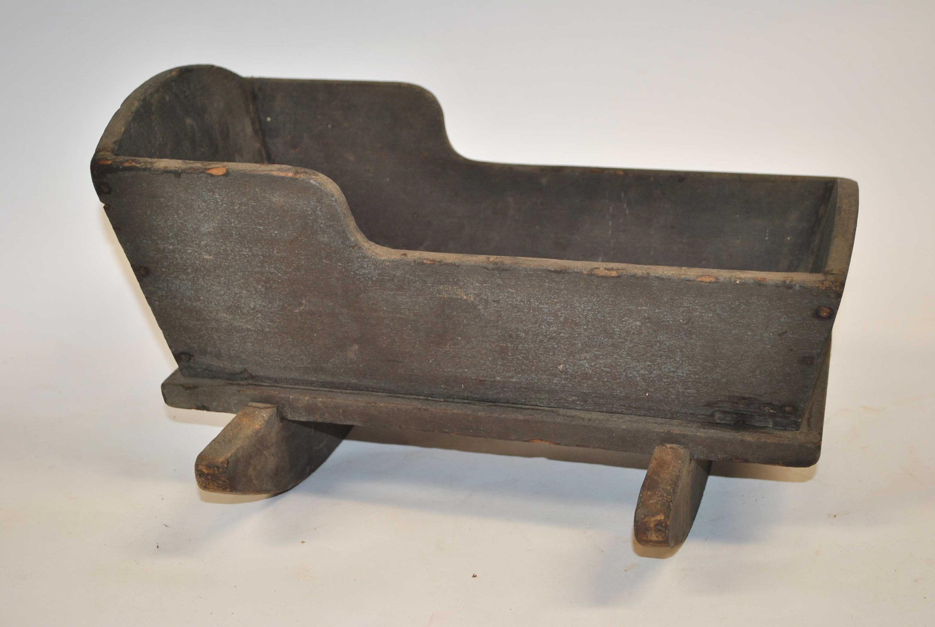 Antique Wood Doll Rocking Cradle, 1800s, Grayish Blue Dry Paint. - Etsy