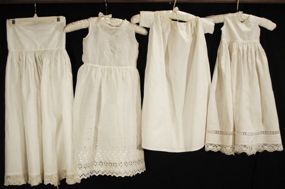 Antique Victorian Childs Girl Cotton White Slips