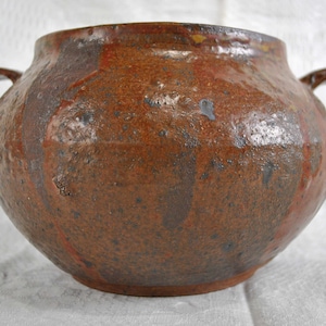 Handmade Large Glazed Pottery Bowl, Double Handled, Studio Pottery Stoneware Bowl